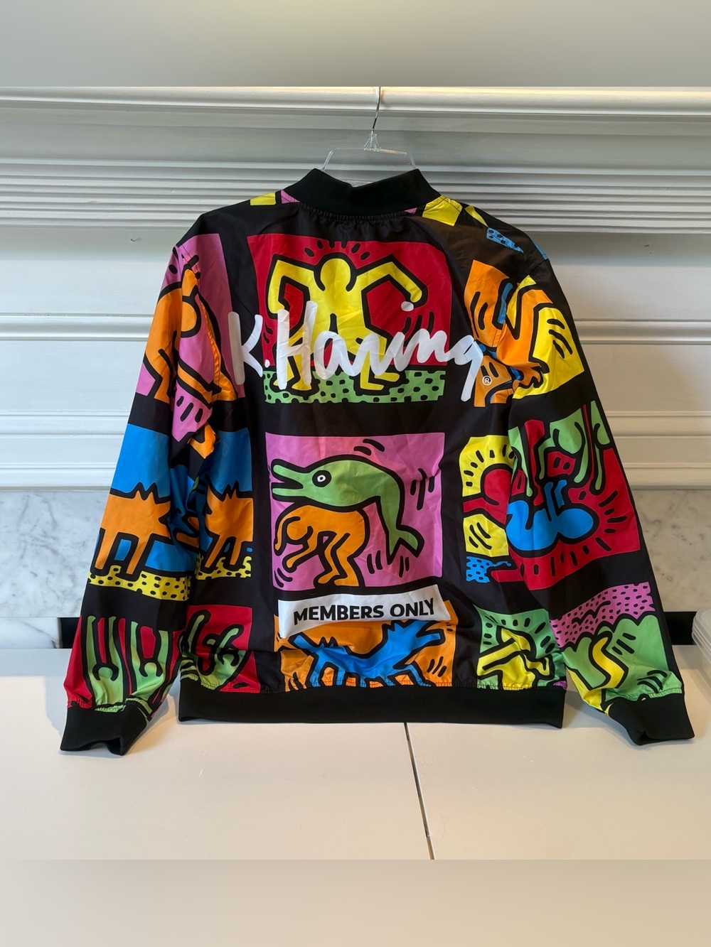 Keith Haring Members Only Multicolor Pop Art Bomber Jacket - Picture 2 of 4